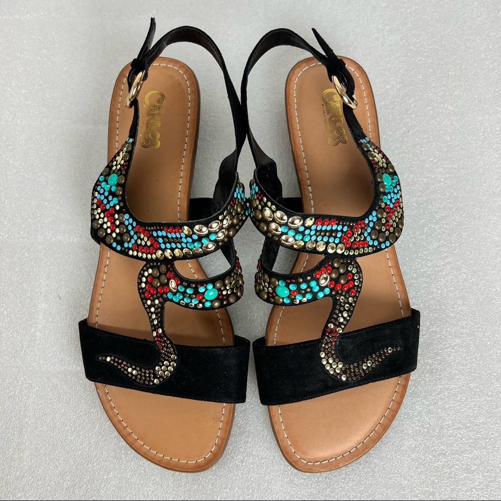 Carlos Santana Embellished Buckle Sandals